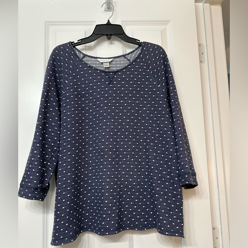 Christopher & Banks Blue/Gray/White XL Long Sleeve Pullover Excellent Condition